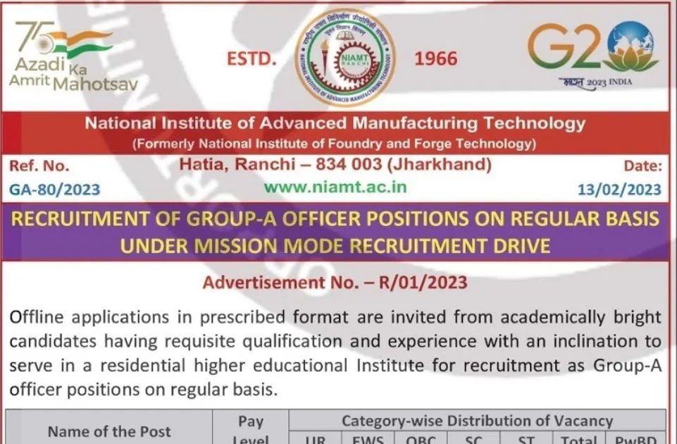 NIAMT भर्ती 2023 04 इंजीनियर, अधिकारी, सहायक रिक्तियों को लागू करें