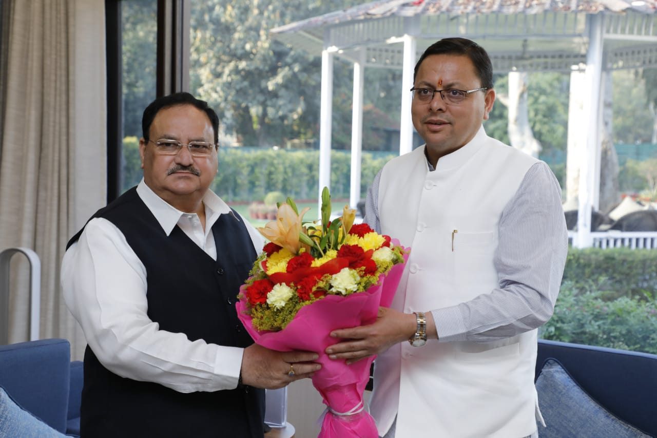 Uttarakhand CM Dhami met JP Nadda and Ajit Doval.