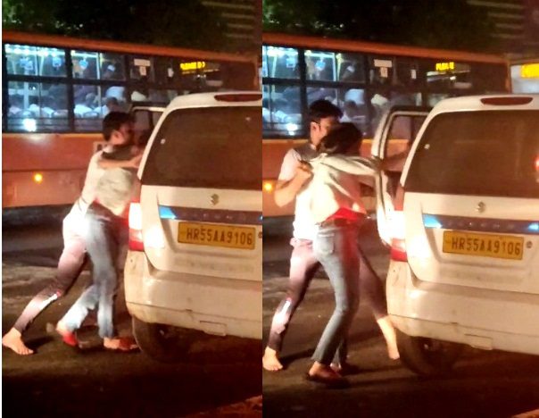 girl being kidnapped by car occupants, Delhi Police looking for driver.