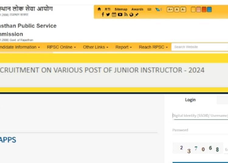 RSMSSB junior instructor recruitment 2024