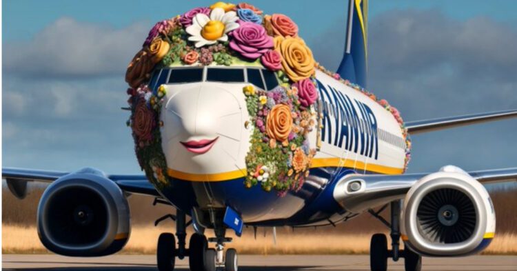 पिंक लिपस्टिक और फूलों के ताज से सजी दिखी Ryanair Airline की फ्लाइट, 1 पिंक लिपस्टिक और फूलों के ताज से सजी दिखी Ryanair Airline की फ्लाइट,