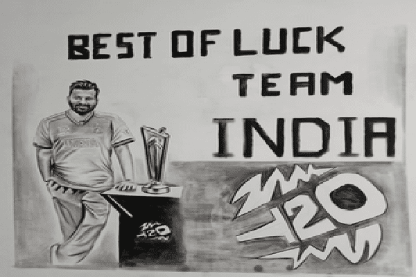 आर्टिस्ट ने कोयले से बनाई रोहित की खास तस्वीर, खिताबी जंग के लिए दी शुभकामनाएं