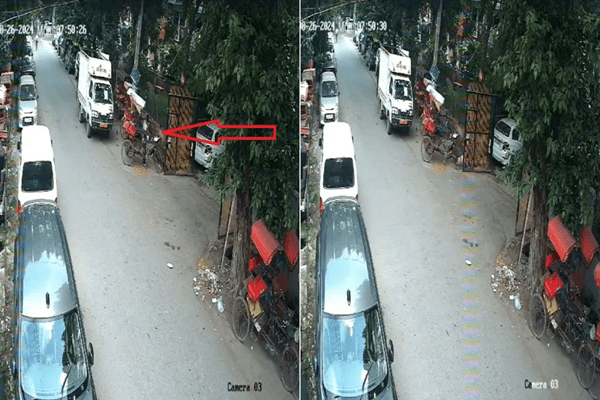 जब अचानक खुले नाले में गिर पड़ा रिक्शा चालक, कैमरे में कैद हुआ मौत का VIDEO