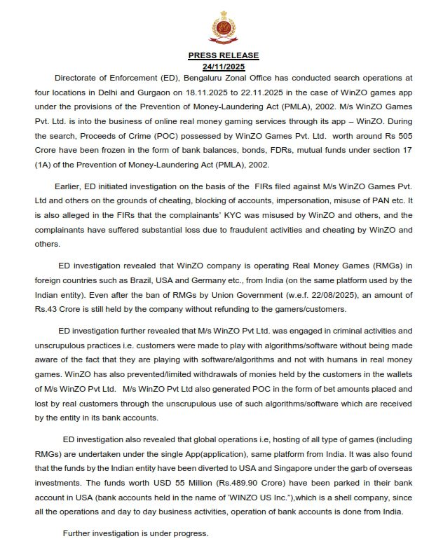WinZO Founders Arrested: गेमिंग एप के मालिकों पर ED का शिकंजा, 55 करोड़ की संपत्ति जब्त 2 Winzo