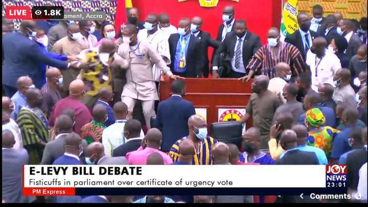 MP's Fighting In Ghana Parliament During Debate On Electronic Payment Tax Bill