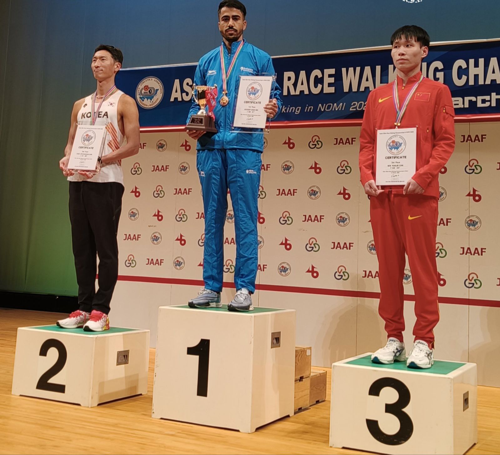 Athlete Akshdeep Singh wins Gold Medal in Asian Race Walking Championship