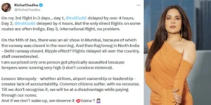इंडिगो की फ्लाइट 4 घंटे लेट, ऋचा चड्ढा ने सोशल मीडिया पर किया पोस्ट