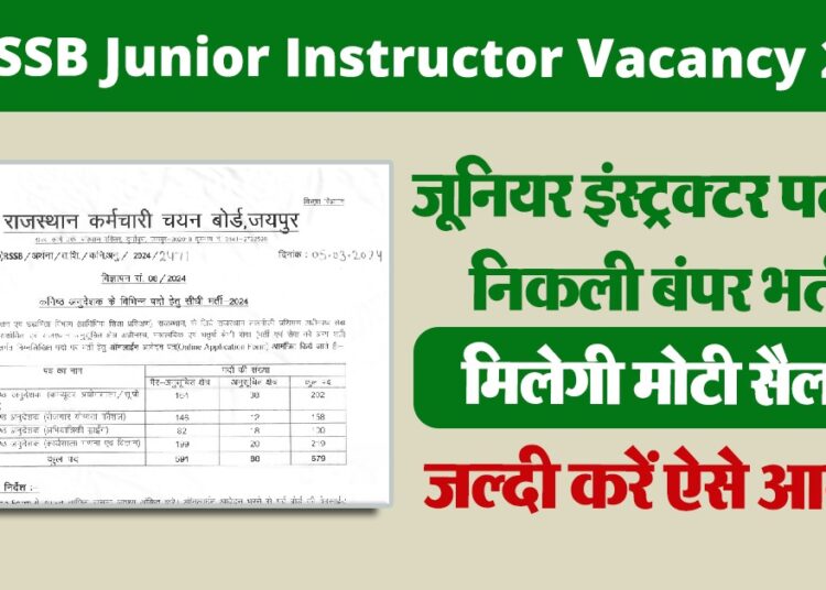 RSMSSB Junior Instructor Vacancy 2024