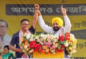 असम में आप उम्मीदवारों के लिए मुख्यमंत्री भगवंत मान ने की जनसभा