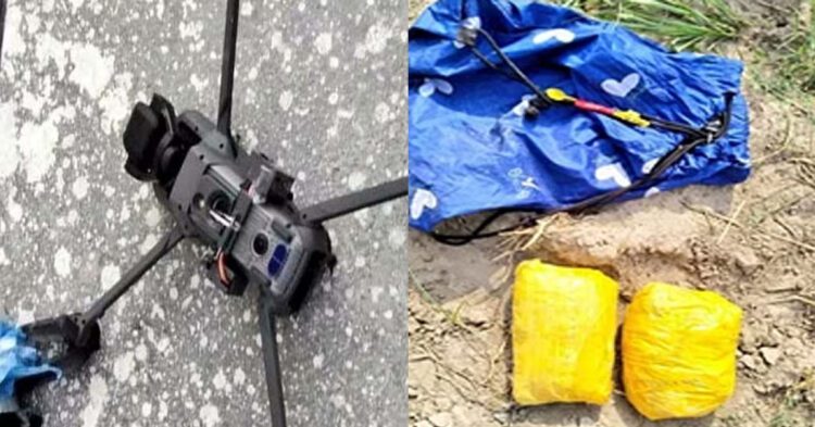 पंजाब में अंतरराष्ट्रीय सीमा के पास ड्रोन और हेरोइन के दो पैकेट बरामद