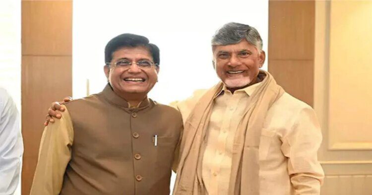 चंद्रबाबू नायडू ने केंद्रीय मंत्री पीयूष गोयल और राम मोहन नायडू किंजरापु से की मुलाकात