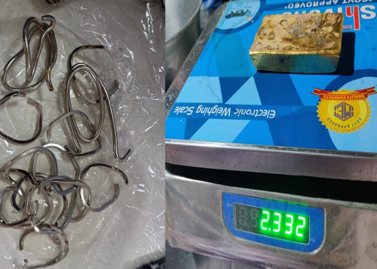 बर्तनों के हैंडल में सोना छुपाने के आरोप में यात्री गिरफ्तार, 1 बर्तनों के हैंडल में सोना छुपाने के आरोप में यात्री गिरफ्तार,