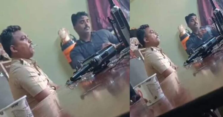 थाने में सिगरेट फूंकते हुए जुआ खेल रहे पुलिसवालों का देखें वीडियो, 2 सस्पेंड