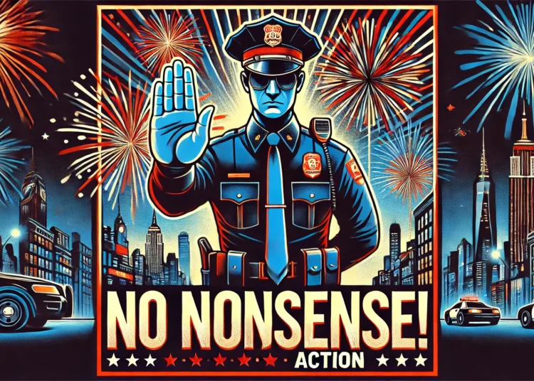 conveying a strict police alert for New Year