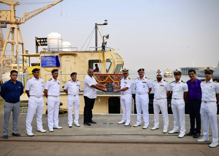 Induction ceremony of the seventh Missile Cum Ammunition Barge