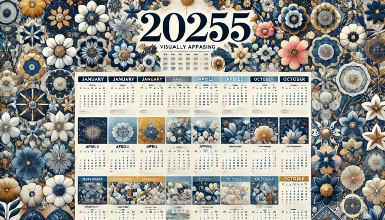 detailed calendar for the year 2025