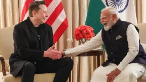 Tesla CEO Elon Musk with Prime Minister Narendra Modi