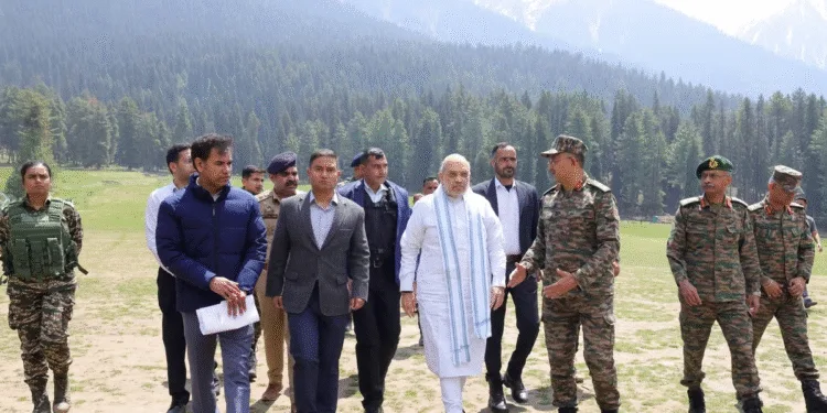 Home minister Amit Shah lands in Baisaran