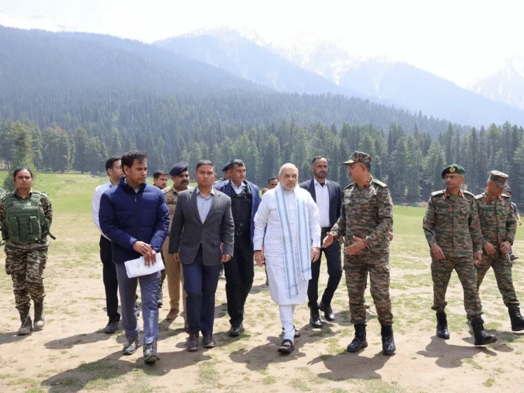 Home minister Amit Shah lands in Baisaran