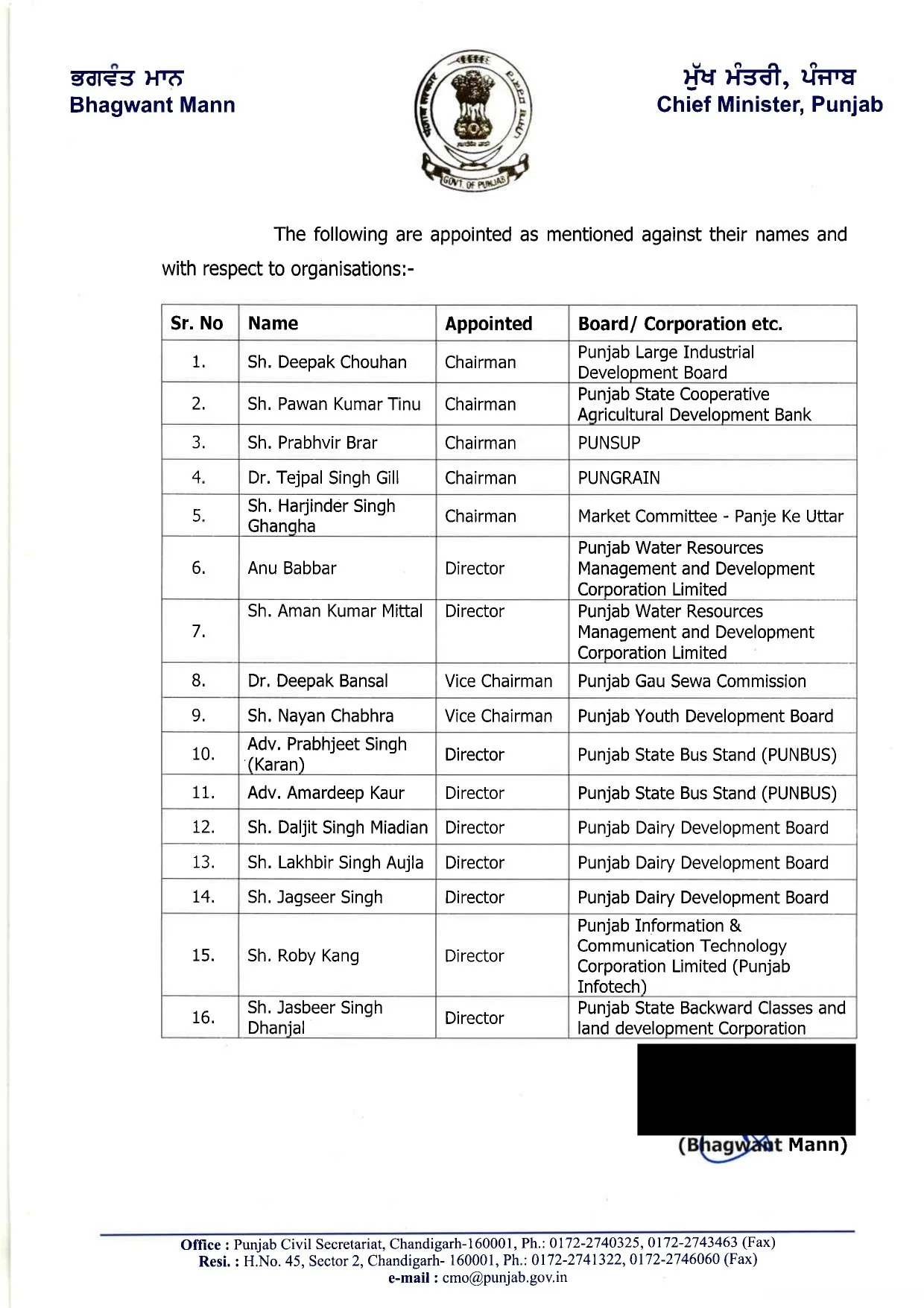 ‘रंगला पंजाब’ Team में नई नियुक्तियां – विभिन्न विभागों में चेयरमैन, वाइस चेयरमैन, डायरेक्टर और मेंबर की नियुक्ति 2 01 7