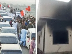 pakistan protest on sindhu river water blazed minister house