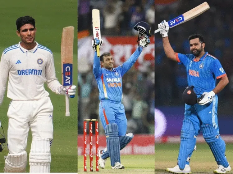 Players who scored double centuries in Tests and ODIs Both only 5 names in the list Ft Shubman Gill Sachin Tendulkar