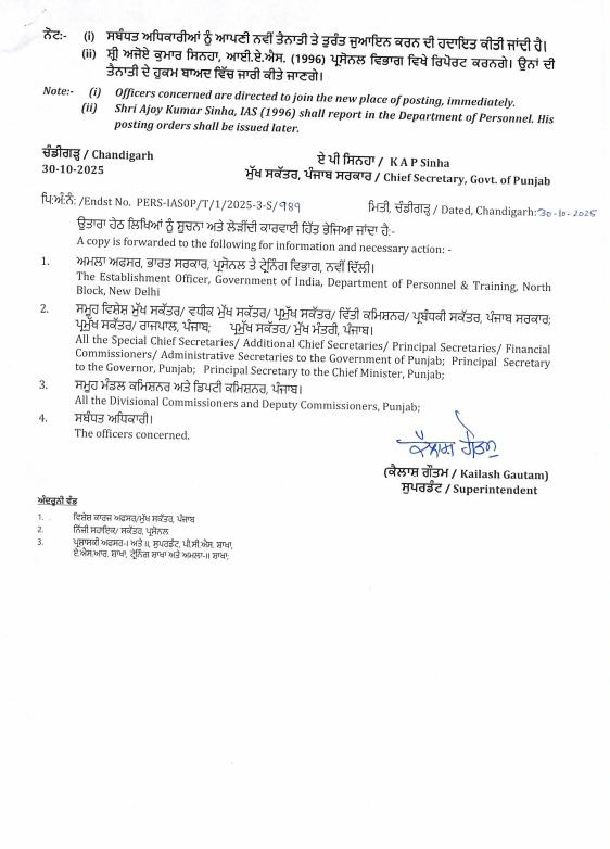 Punjab Bureaucracy Reshuffle: 3 बड़े विभागों के 'Boss' बदले... 3 2