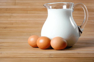 Milk and eggs together