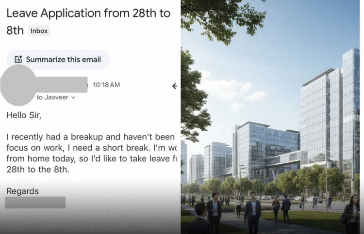 gurugram news employee breakup leave application email goes