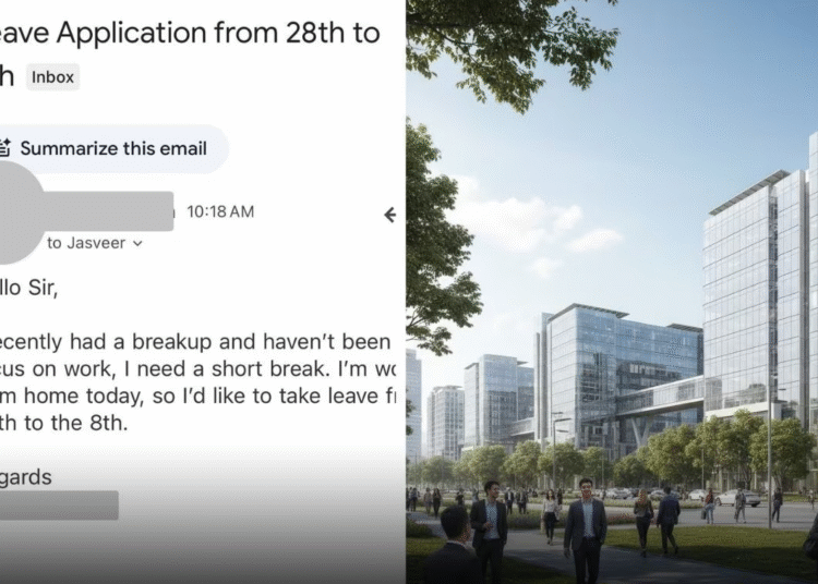 gurugram news employee breakup leave application email goes