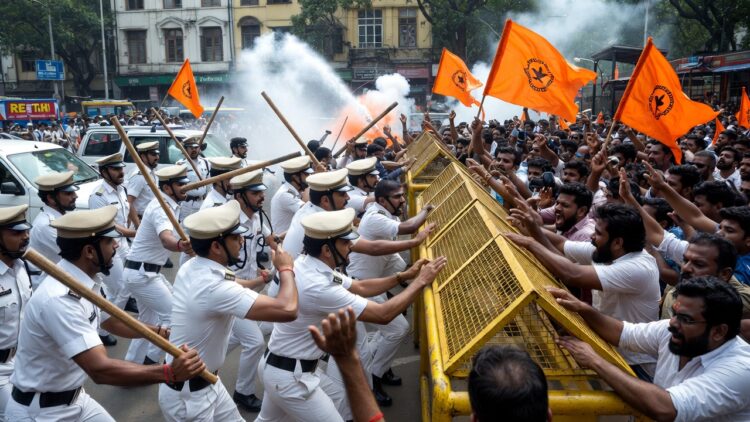 बंगाल में 'भगवा' पर बरसीं लाठियां, ममता सरकार पर BJP का Kolkata Police Lathi Charge को लेकर हमला 1 Kolkata Police Lathi Charge