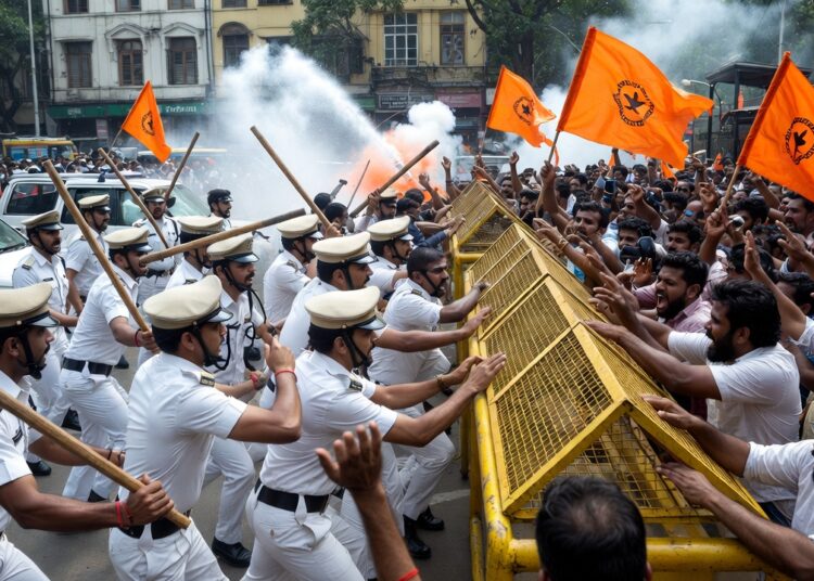 Kolkata Police Lathi Charge