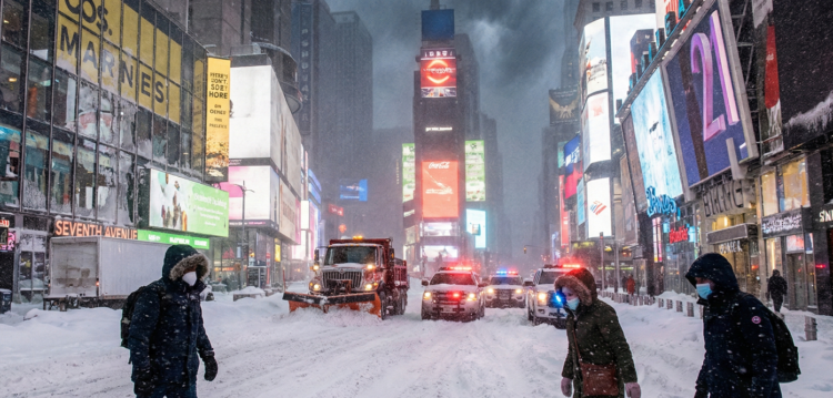 न्यूयॉर्क में 'बर्फ काल', तूफान 'डेविन' के चलते इमरजेंसी घोषित New York Snowstorm 1 New York Snowstorm