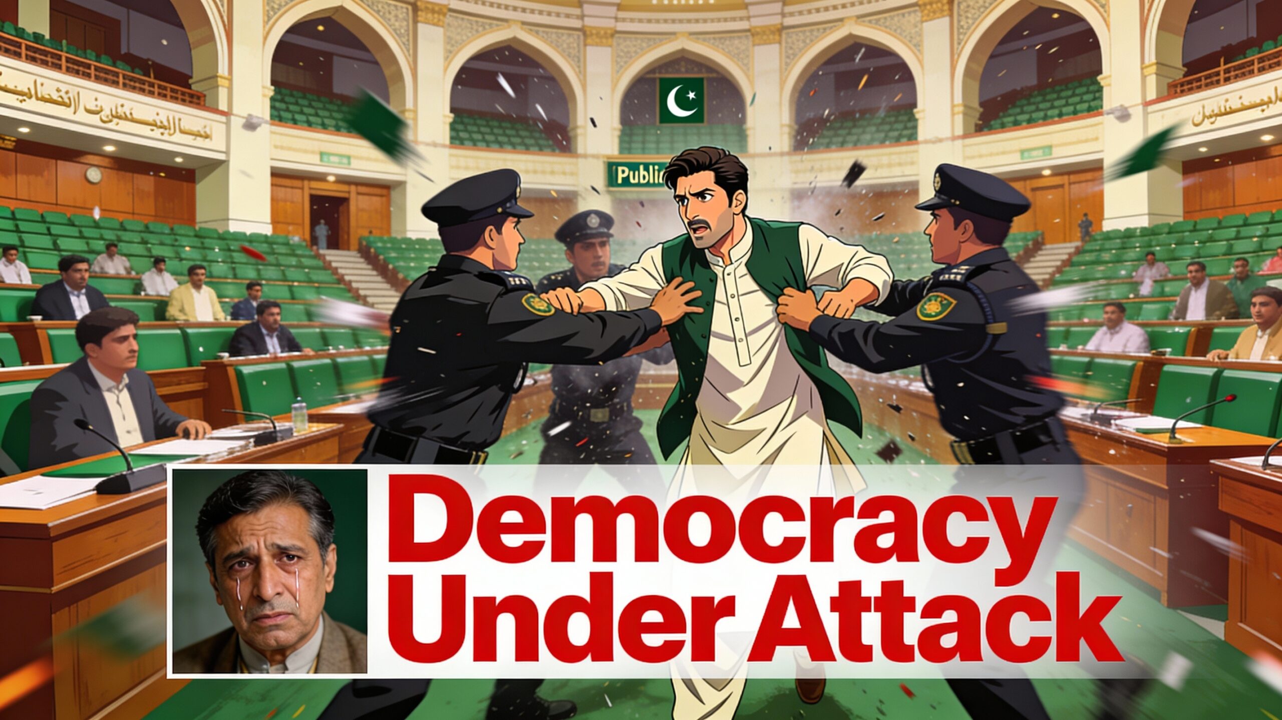 Pakistan विधानसभा में CM की पिटाई, सुरक्षाकर्मियों ने बाल पकड़कर घसीटा 3 Pakistan KP CM Assault News