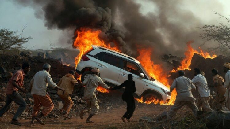 खाई में गिरते ही कार बनी आग का गोला, 2 लोगों की ऐसे बची जान Rajasthan Car Accident 1 Rajasthan Car Accident