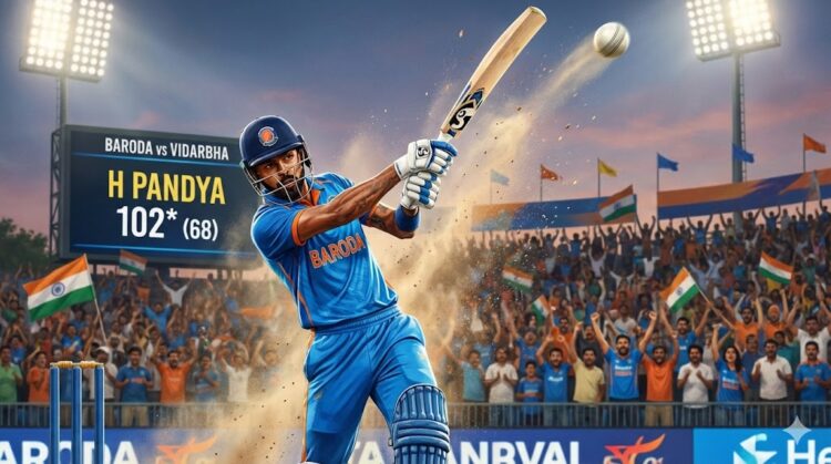 Hardik Pandya Century: विजय हजारे ट्रॉफी में 68 गेंदों में धमाका 1 Hardik Pandya Century