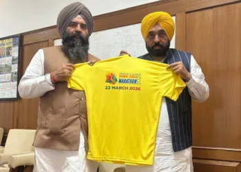 CM Bhagwant Singh Mann launches T-shirt for Shaheed-e-Azam Bhagat Singh National Marathon