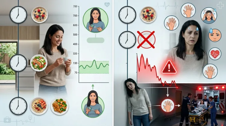 Diabetes में खाना स्किप करना खतरनाक! Skip Meals Blood Sugar Low घातक हो सकता है! 1 Diabetes