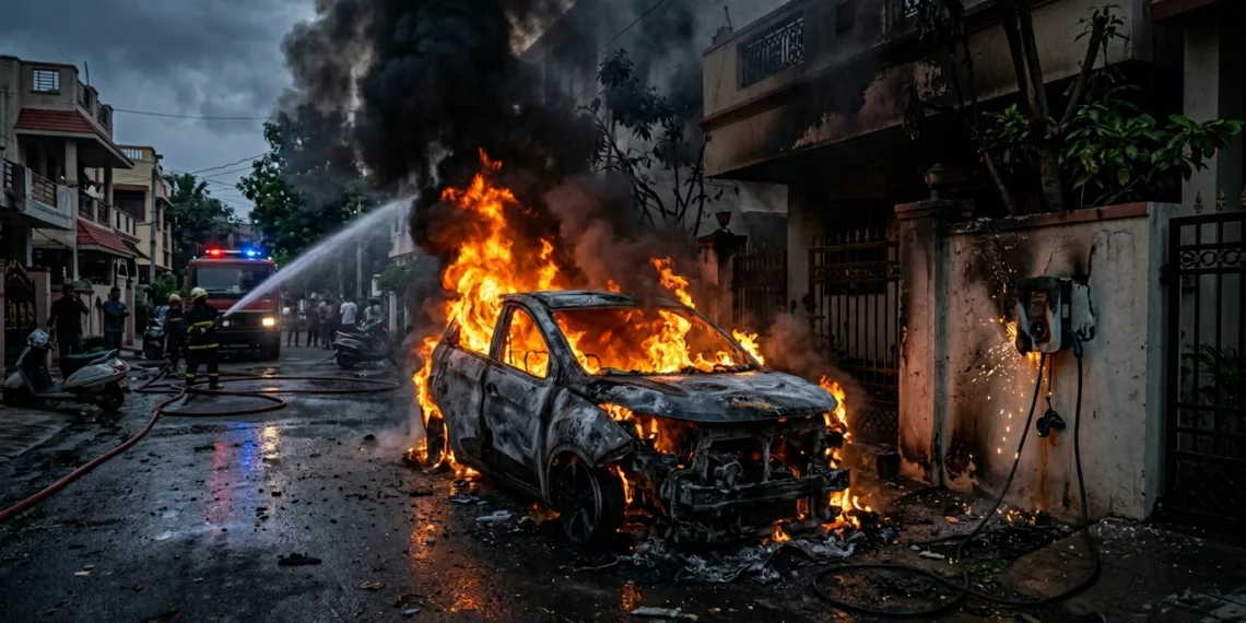 EV Car Fire Accident