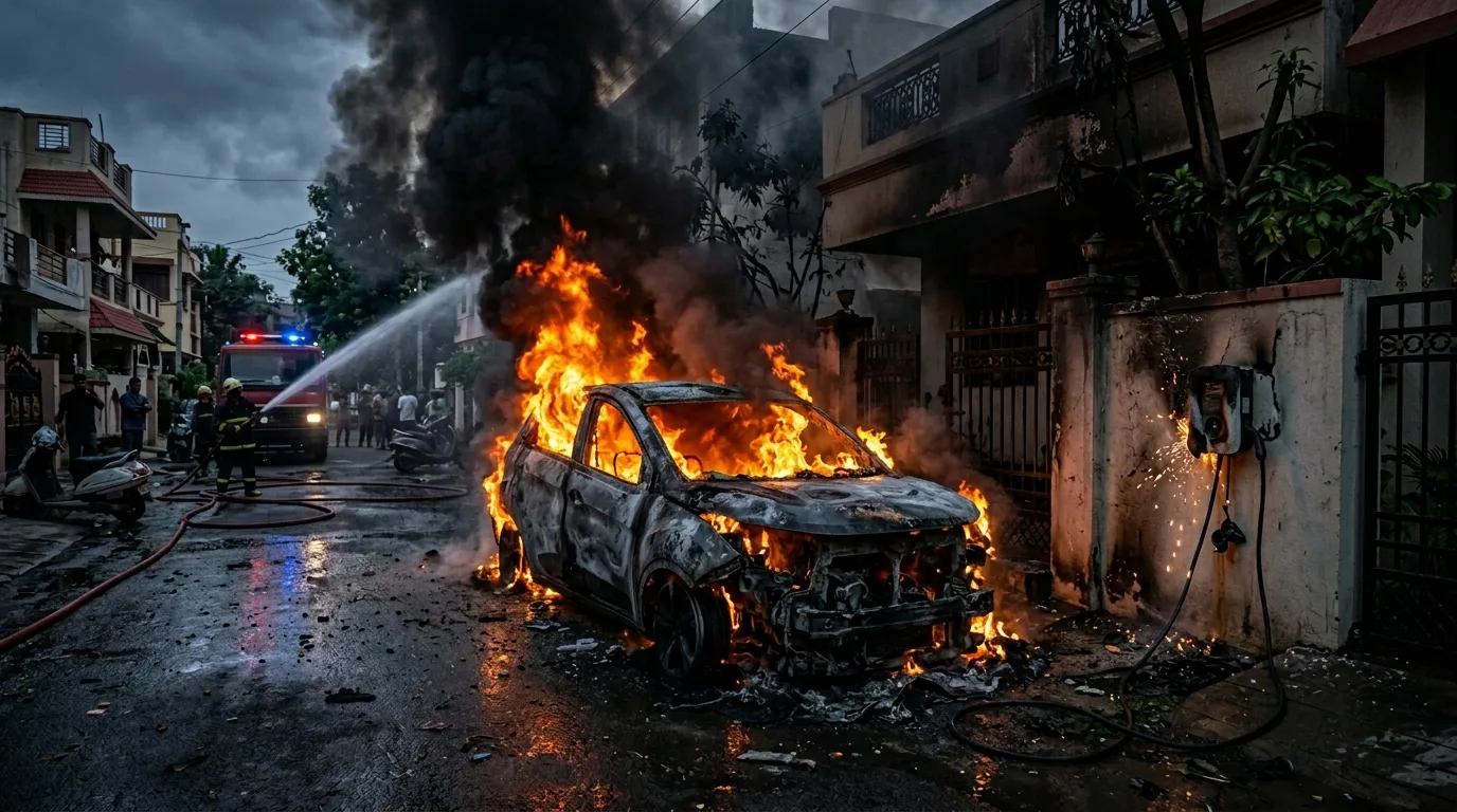 EV Car Fire Accident