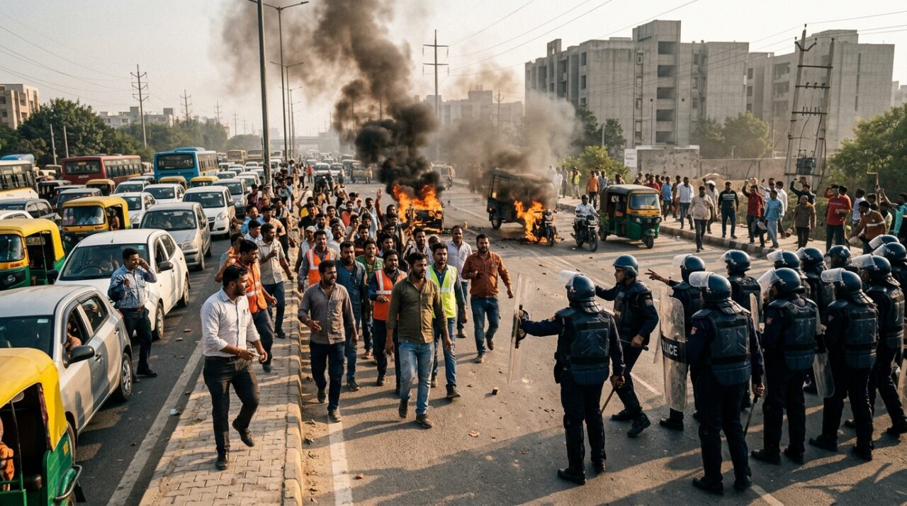Noida Employee Protest