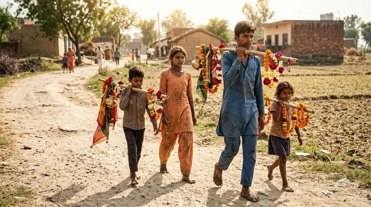 7 साल की प्रेरणा की मजबूरी! School Fees न दे पाए तो 75 KM पैदल चले 4 बच्चे, मांगी शिव से यह दुआ 7 Kanwar Yatra, School Fees Crisis